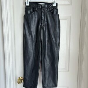 Abercrombie & Fitch Faux Leather Black Ankle Straight Ultra High Rise Curve Love